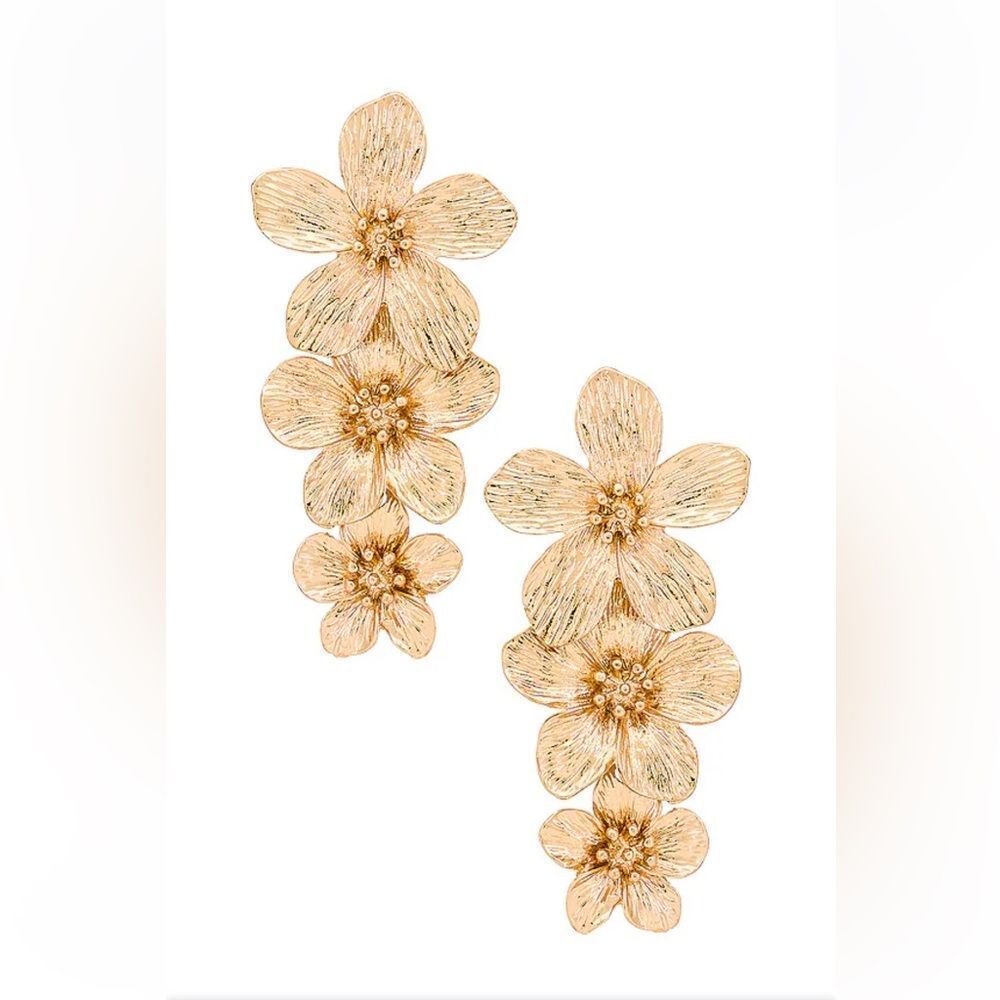 Shashi Botanique Gold Earrings floral dangle statement pendant Revolve